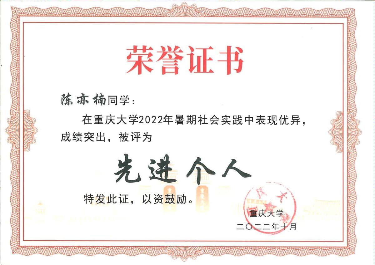 暑期社会实践先进个人